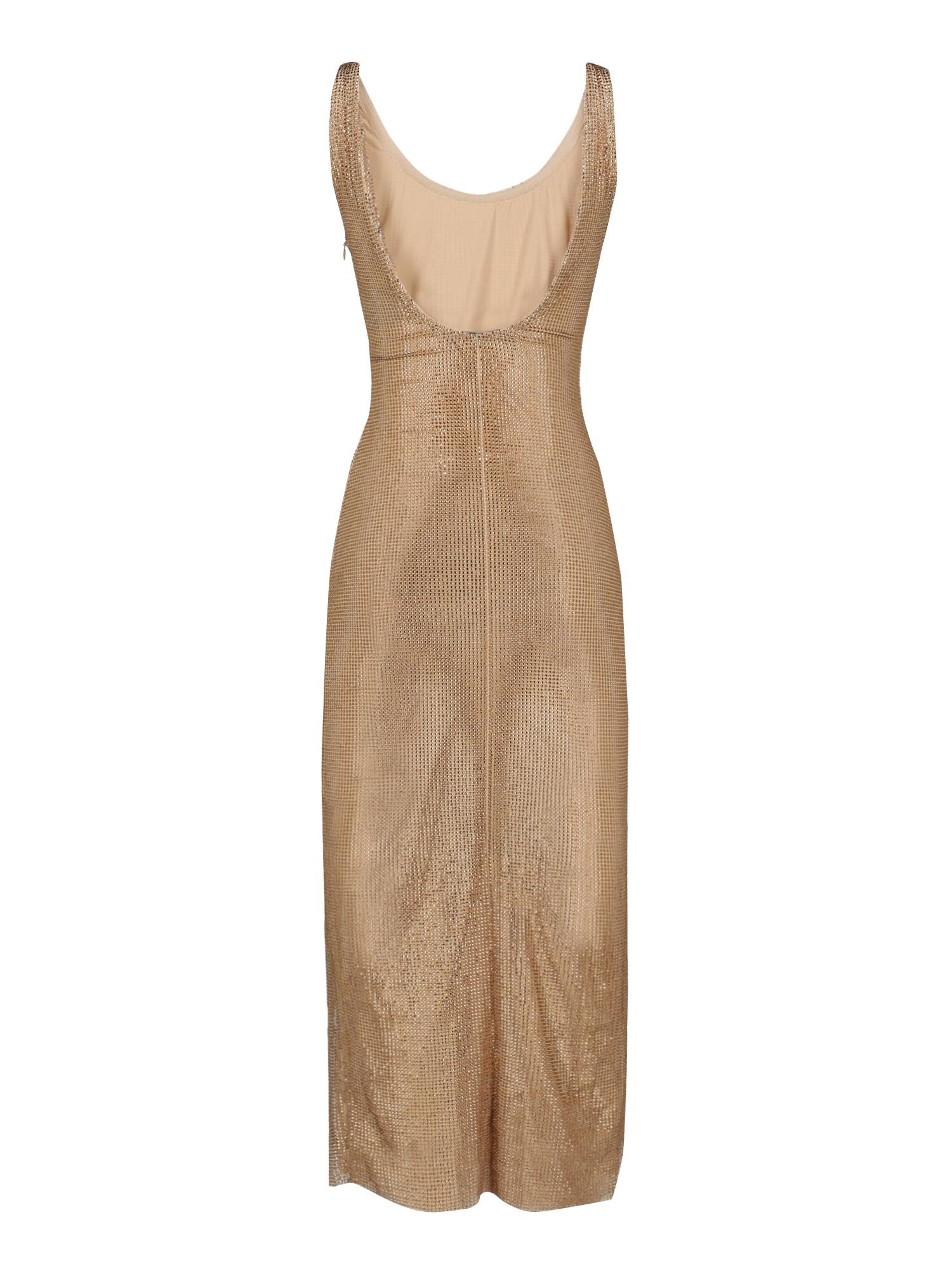Alessandra Rich Crystal Net Dress
Self: 62% poly, 38% polyurethane
Detail: 100% glass.
Hand wash. Fully lined. 
Micro-crystal embellished detail throughout. Hidden side zip closure. Raw cut hem.
Sleeveless, side zipper fastening
Total length: 125
