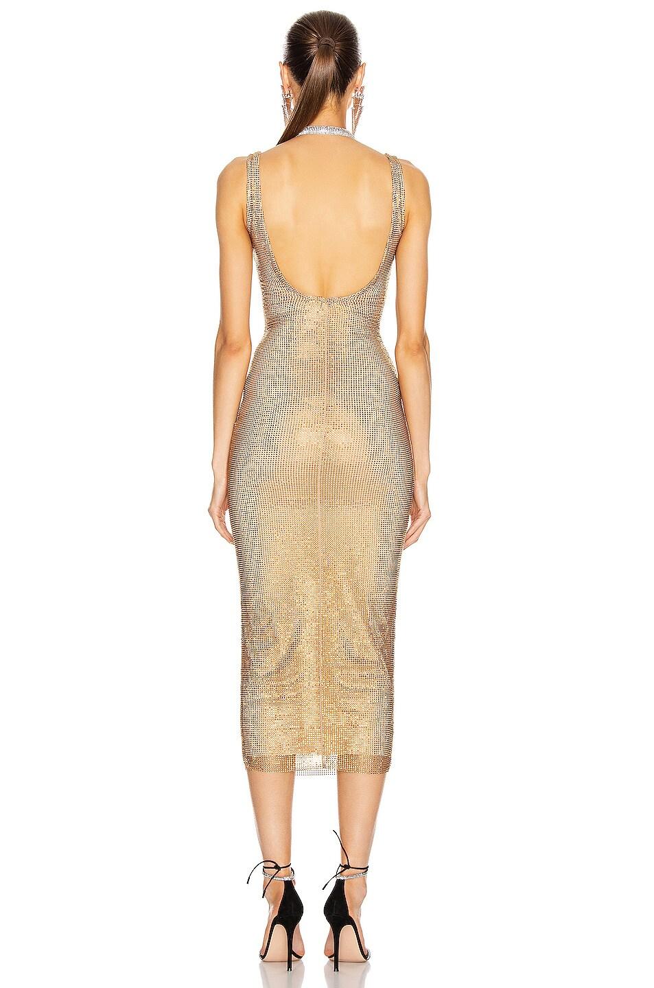 Alessandra Rich Crystal Net Dress in Gold In Excellent Condition In Montgomery, TX
