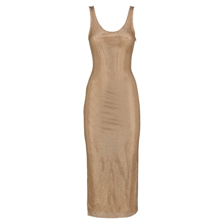 Alessandra Rich Crystal Net Dress in Gold at 1stDibs | alessandra de luca  diseadora, alessandra rich halter dress