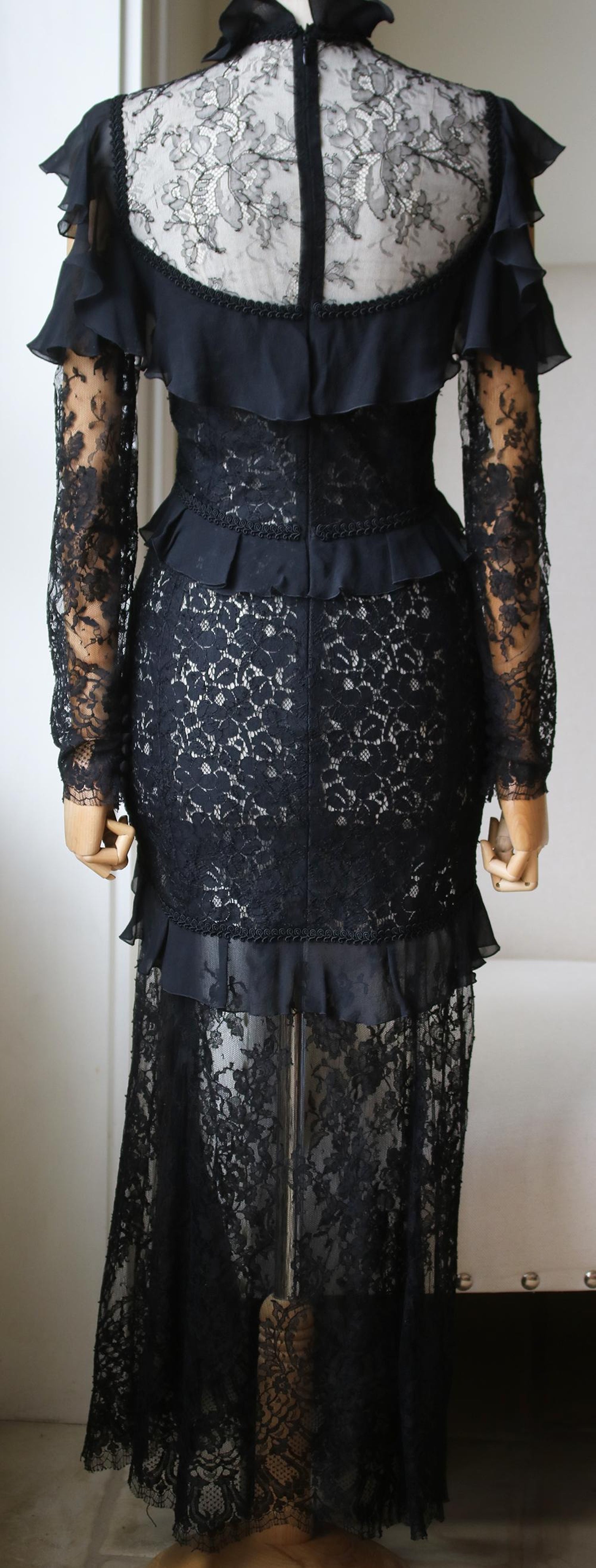 Alessandra Rich Cutout Ruffled Chantilly Lace Gown at 1stDibs