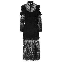 Alessandra Rich Cutout Ruffled Chantilly Lace Gown