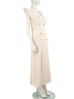 Alessandra Rich Ecru Faux Pearl Button Maxi Dress Size S