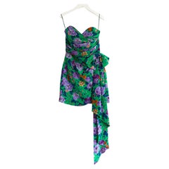 Alessandra Rich Floral Print Silk Mini Dress