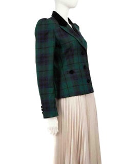 Alessandra Rich Green Wool Tartan Blazer Size L