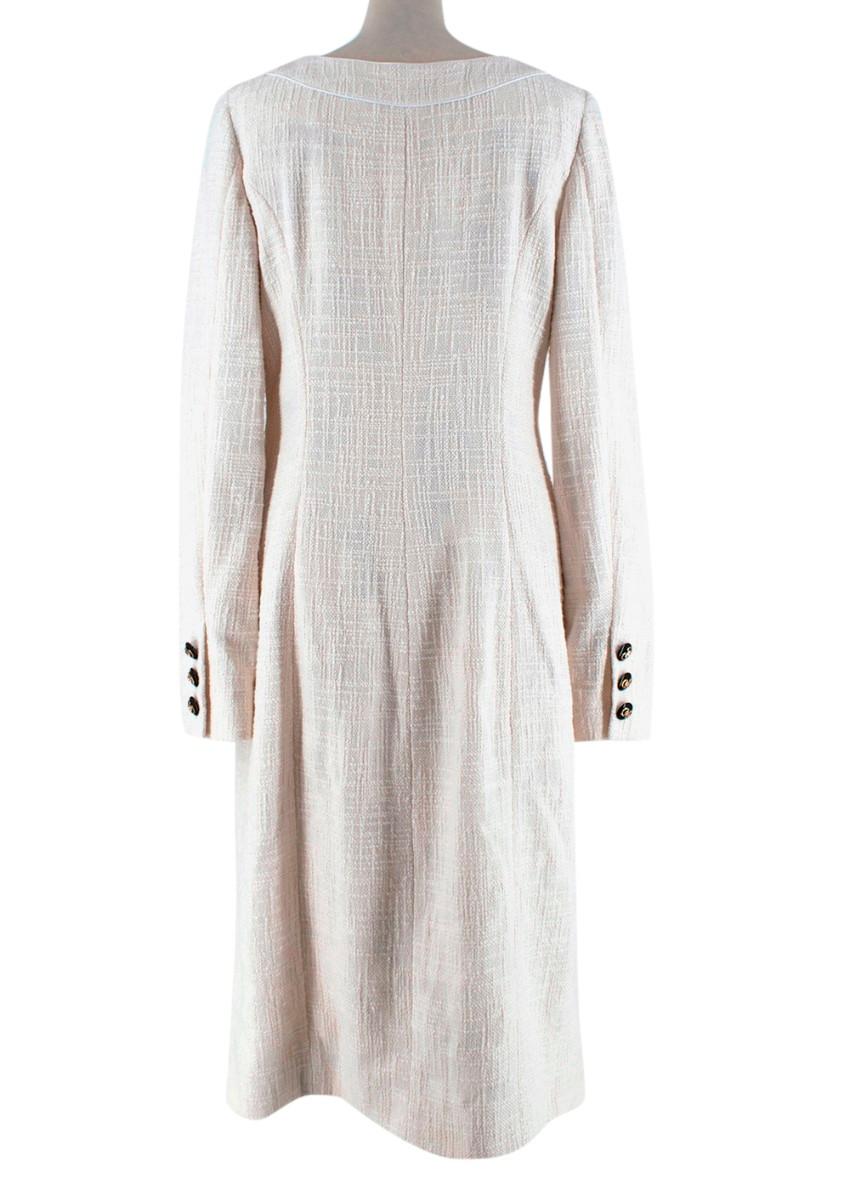Alessandra Rich Vestido midi de doble botonadura de tweed de algodón marfil - US 8 Gris en venta