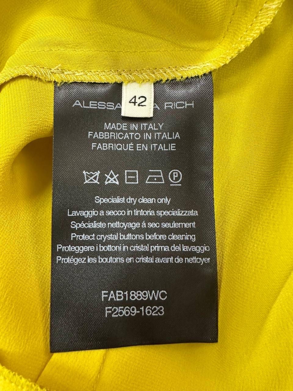 Alessandra Rich, abito lungo a collo alto in raso impreziosito, giallo, sz.42 In condizioni buone in vendita a Krakow, PL