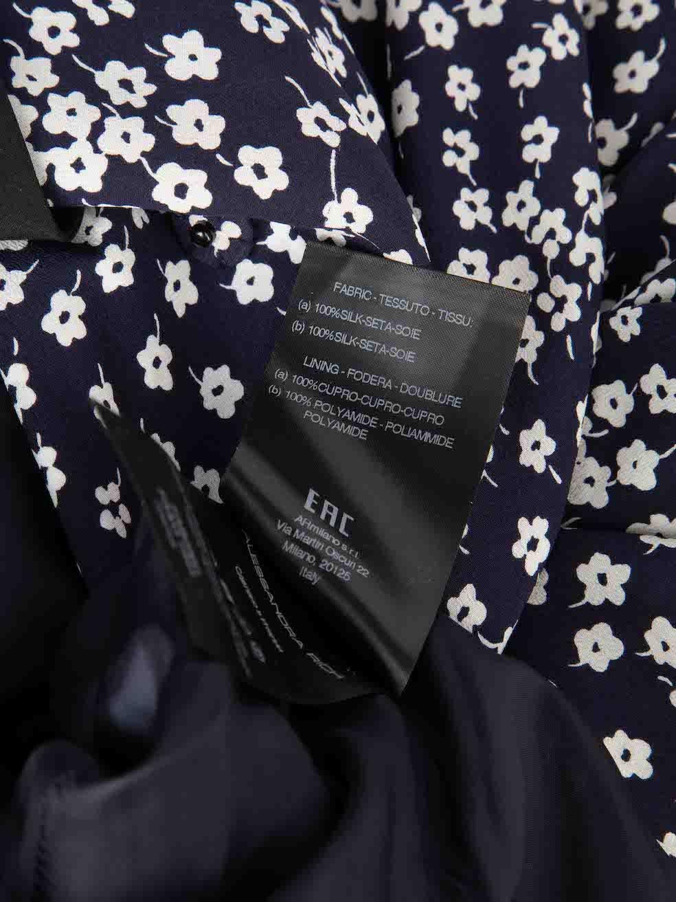 Alessandra Rich Navy Silk Floral Print Midi Dress Size S 3