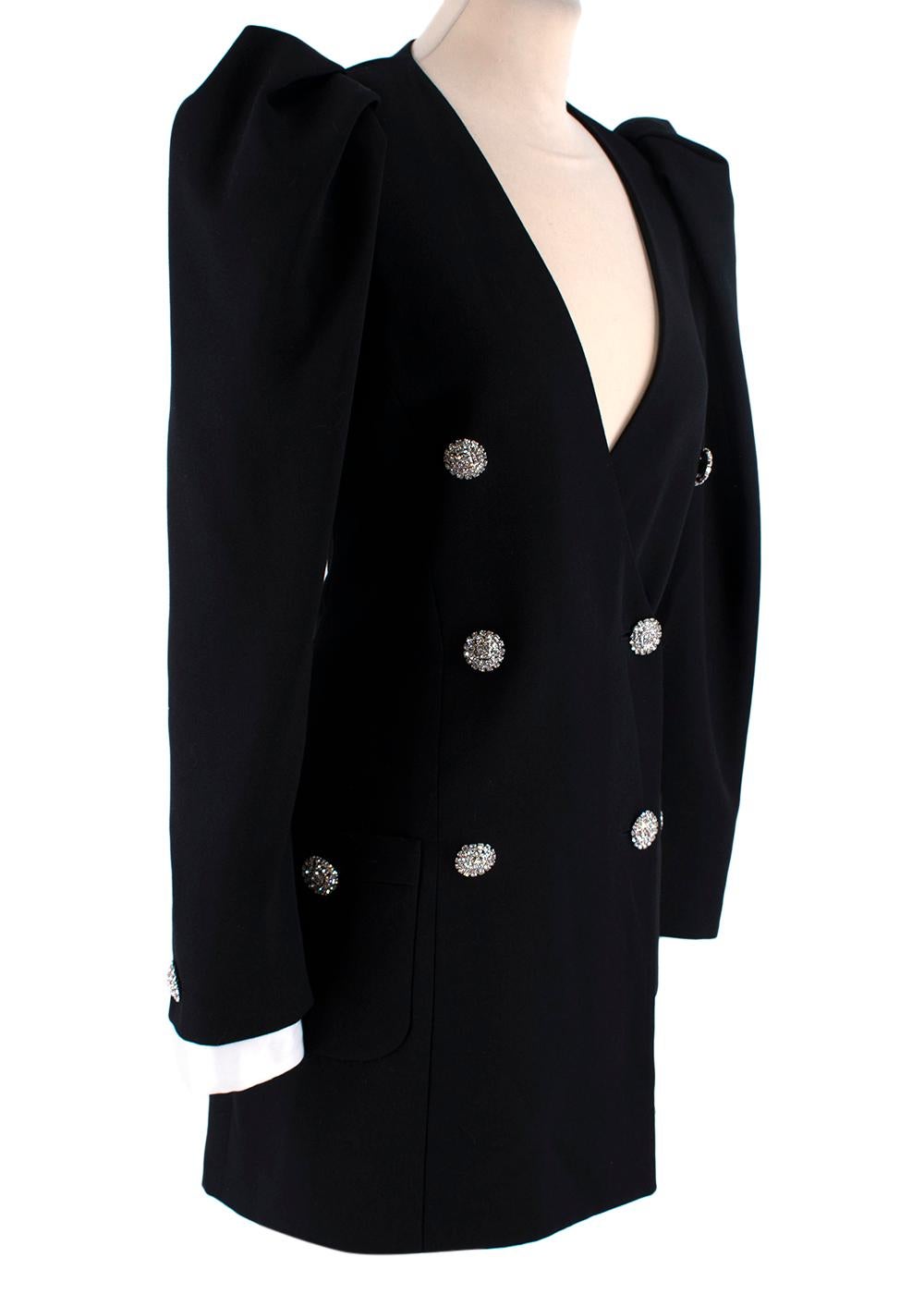 Alessandra Rich Puff Shoulder Double Breasted Mini Jacket Dress	

- Co-blended limited edition created with LuisaViaRoma
- Can be worn as a jacket or dress
- Double breasted button closure 
- Button cuffs
- Jewelled buttons
- One breast pocket
- Two