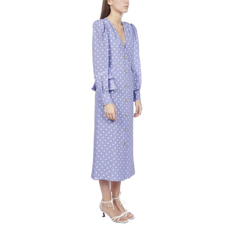 open lace back dress Alessandra Rich Long-Sleeve Highneck Polka-Dot Dress – Runway Catalog main image 0