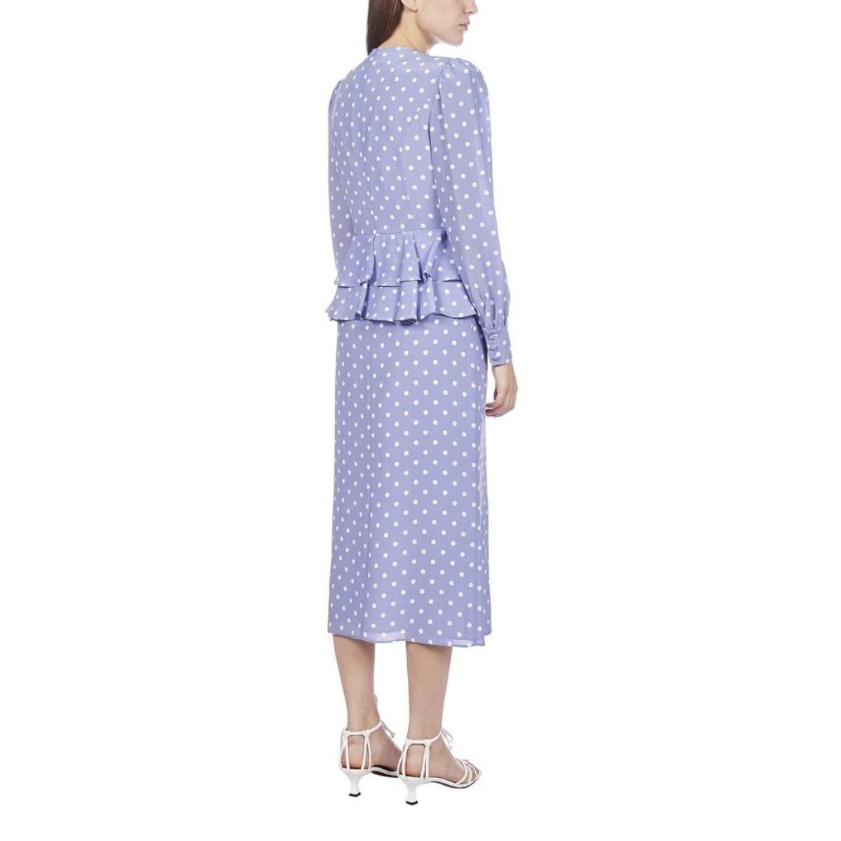 Alessandra Rich Purple Polka Dot Dot Fitted Silk Dress IT46 US10 en vente 1