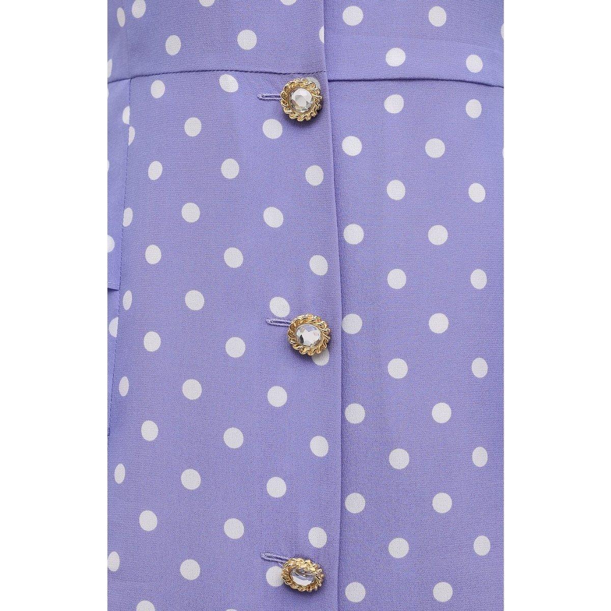 Alessandra Rich Purple Polka Dot Fitted Silk Dress IT46 US10 For Sale 1