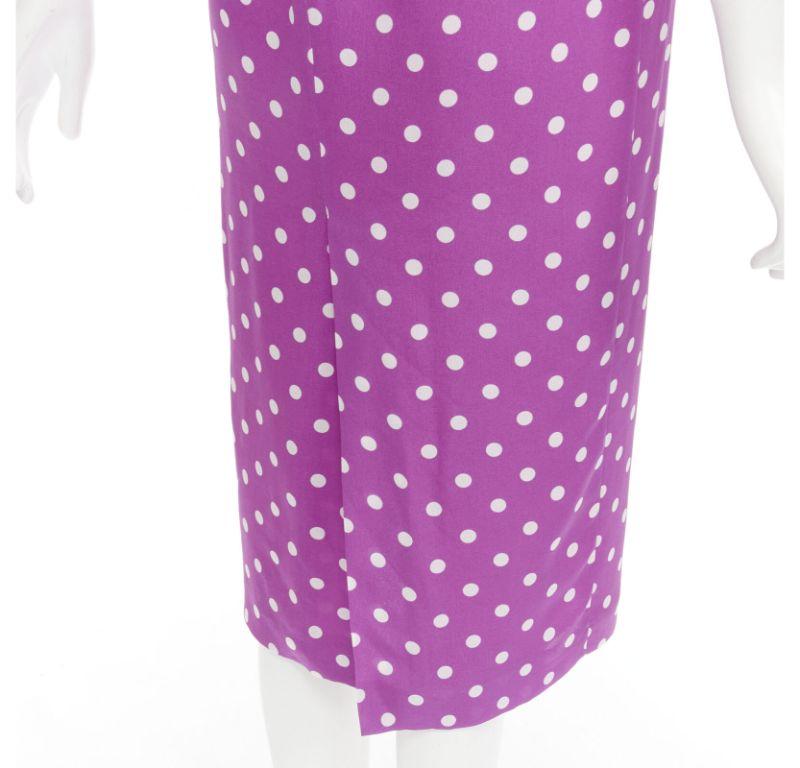 ALESSANDRA RICH purple polka dot puff sleeve crystal bow dress IT38 XS For Sale 2