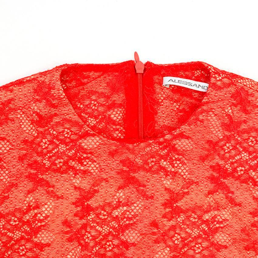 Alessandra Rich Red High neck Lace Dress - Size US 2 In Excellent Condition In London, GB