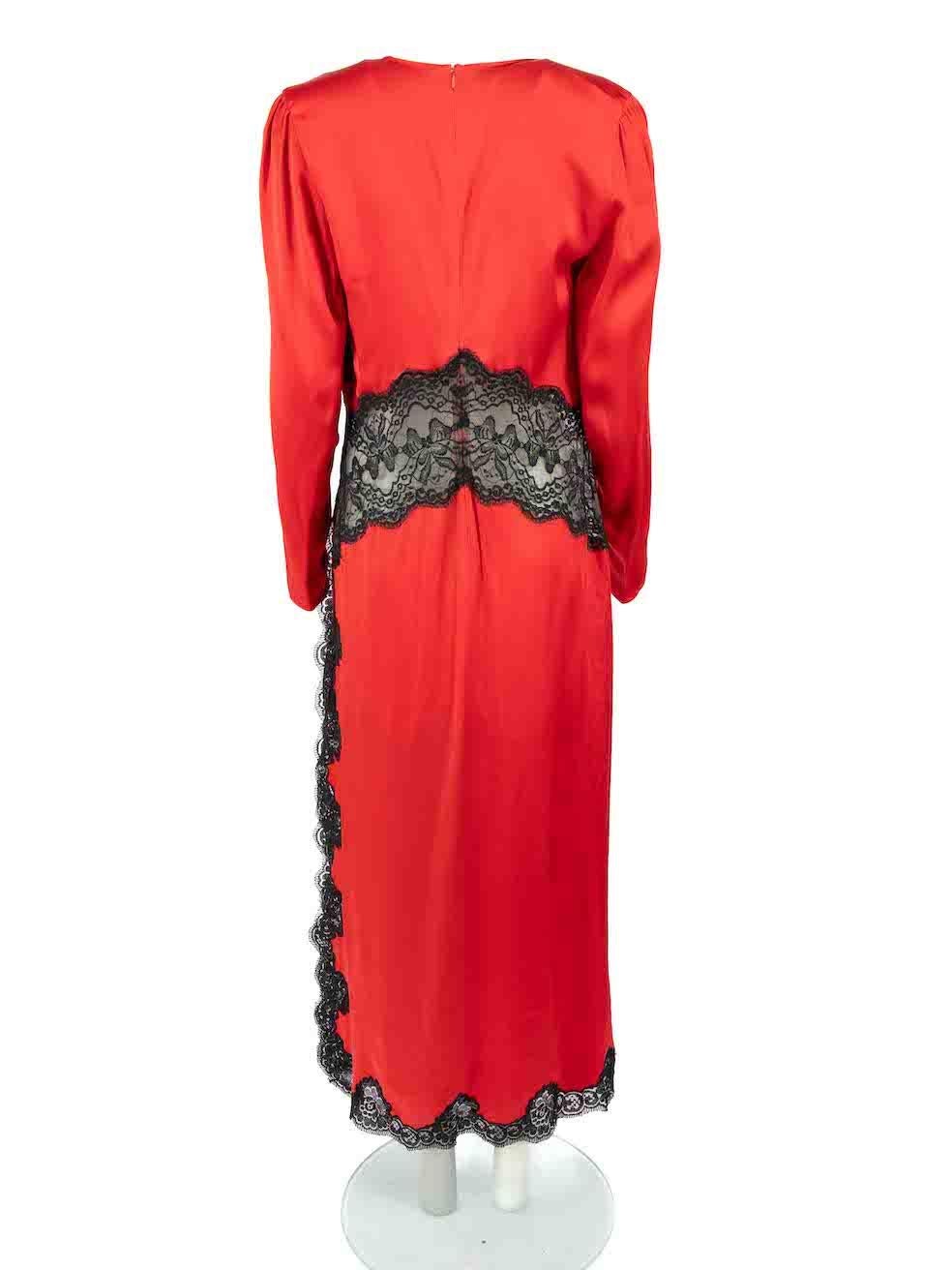 Alessandra Rich Red Lace Trim Maxi Dress Size M In New Condition In London, GB
