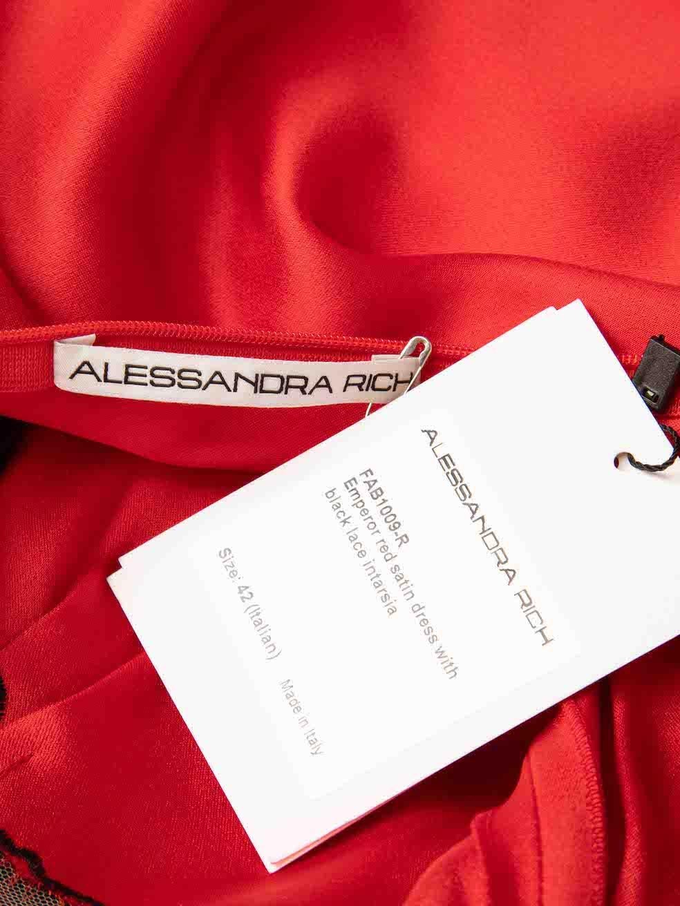 Women's Alessandra Rich Red Lace Trim Maxi Dress Size M