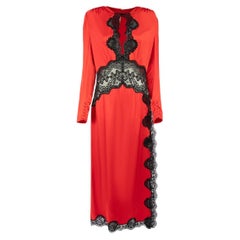 Alessandra Rich Red Lace Trim Maxi Dress Size M