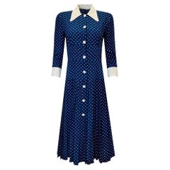 Alessandra Rich Silk Pleated Polka-Dot Dress