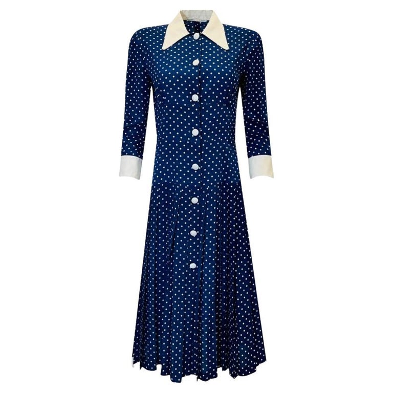Alessandra Rich Silk Pleated Polka-Dot Dress at 1stDibs