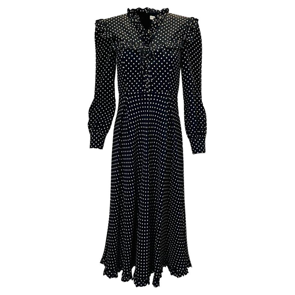 Alessandra Rich Silk Polka-Dot Dress For Sale