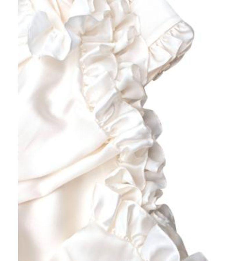 Alessandra Rich Silk Satin Frilled Ivory Midi Dress For Sale 3