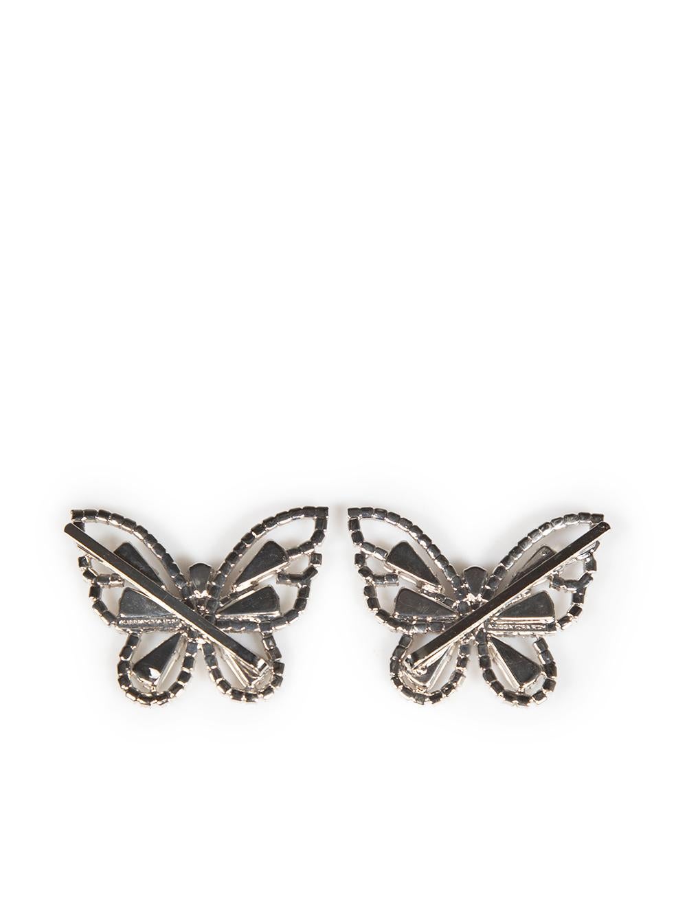 Beige Alessandra Rich Silver Crystal Butterfly Hair Clips