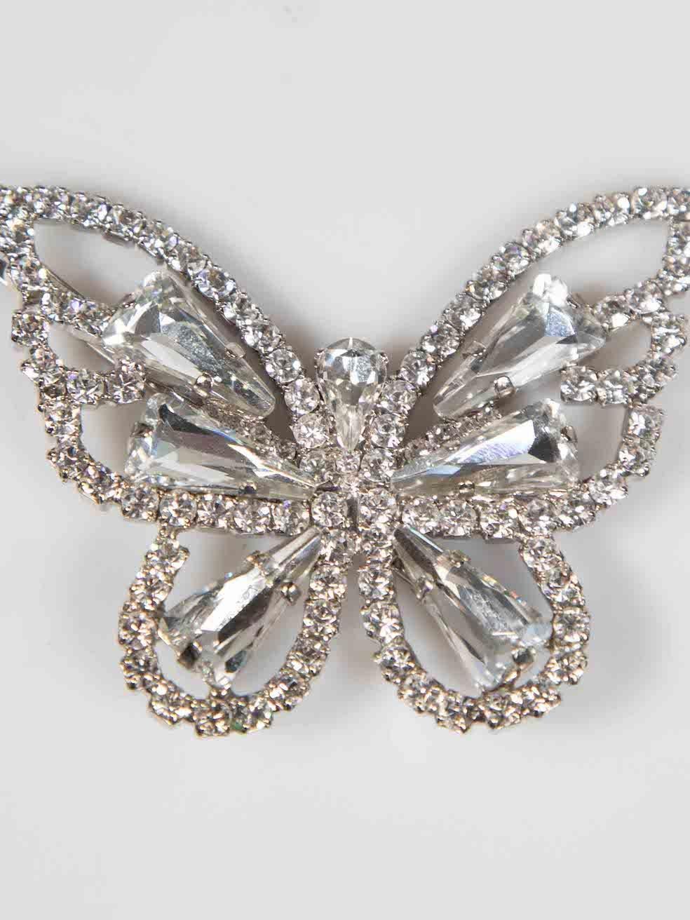 Women's Alessandra Rich Silver Crystal Butterfly Hair Clips For Sale