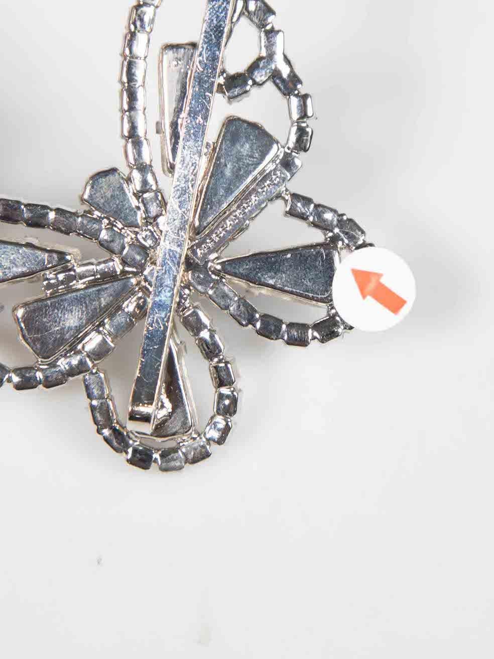Alessandra Rich Silver Crystal Butterfly Hair Clips For Sale 1