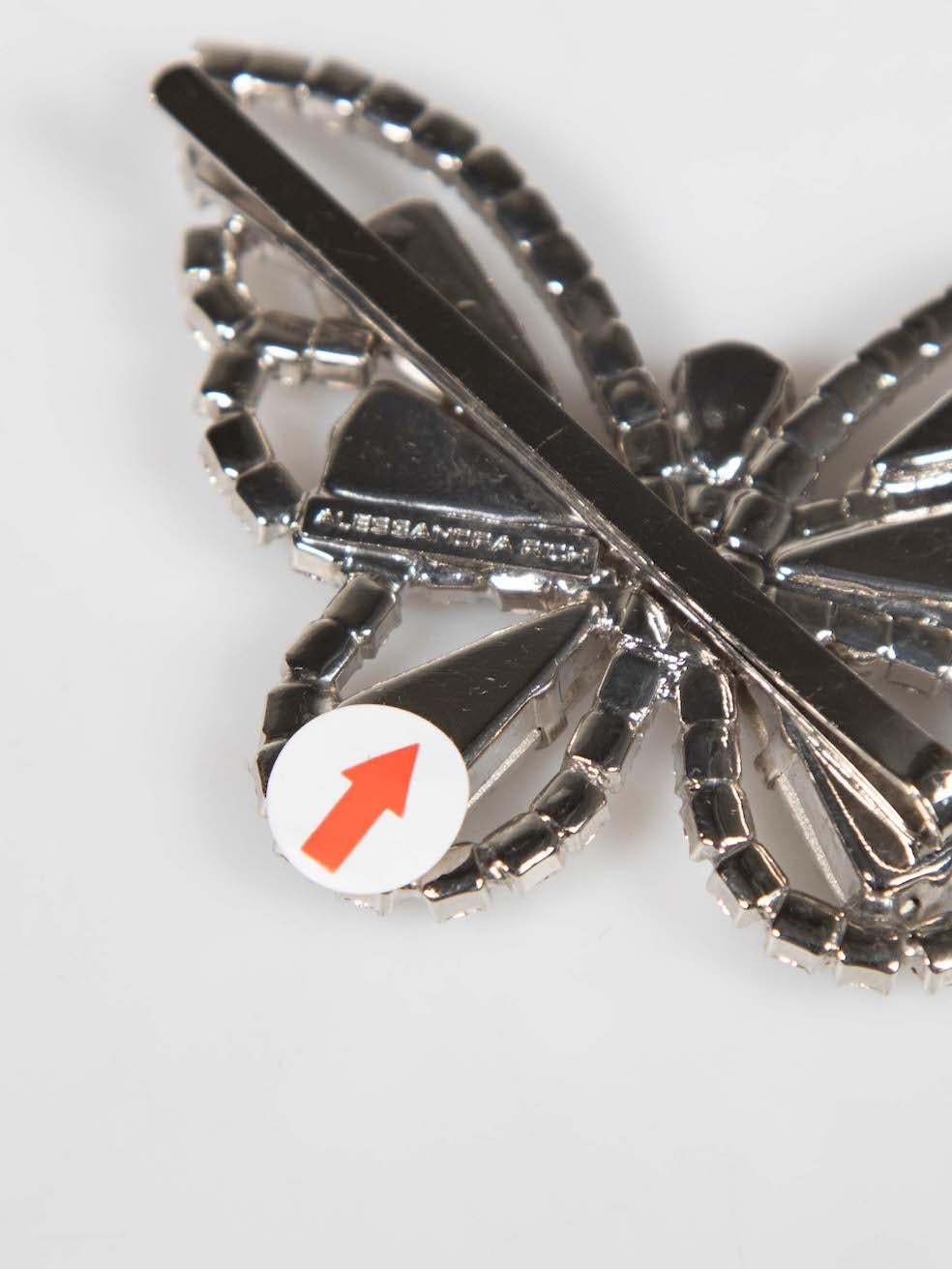 Alessandra Rich Silver Crystal Butterfly Hair Clips 1
