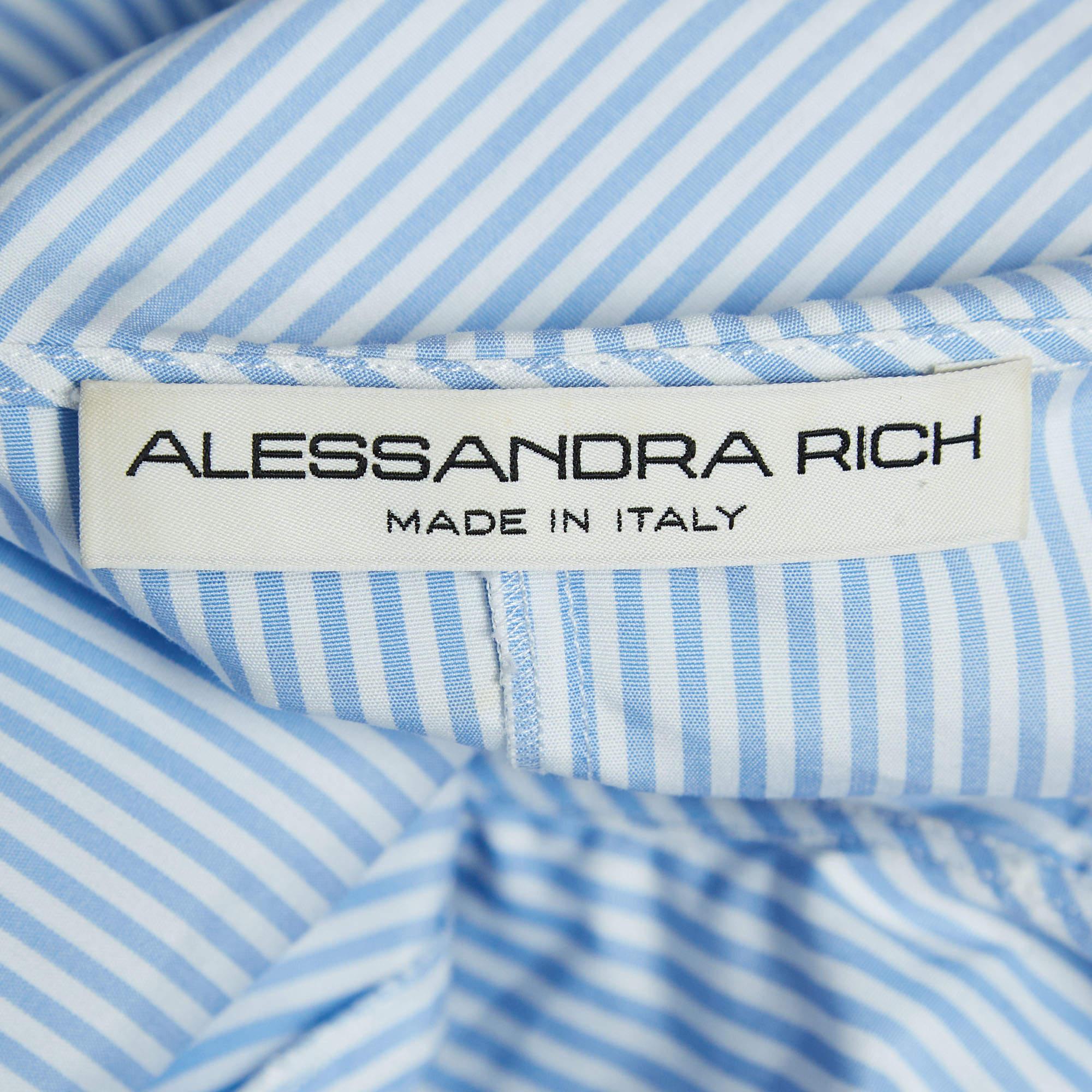 Alessandra Rich Stripe Cotton Bow Detail Crop Top M For Sale 1