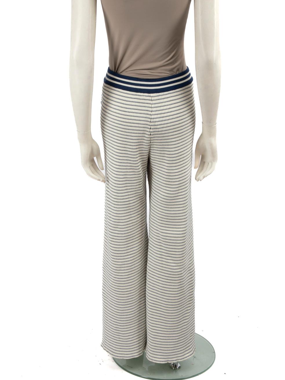 Gray Alessandra Rich Striped Wide Leg Knit Trousers Size M