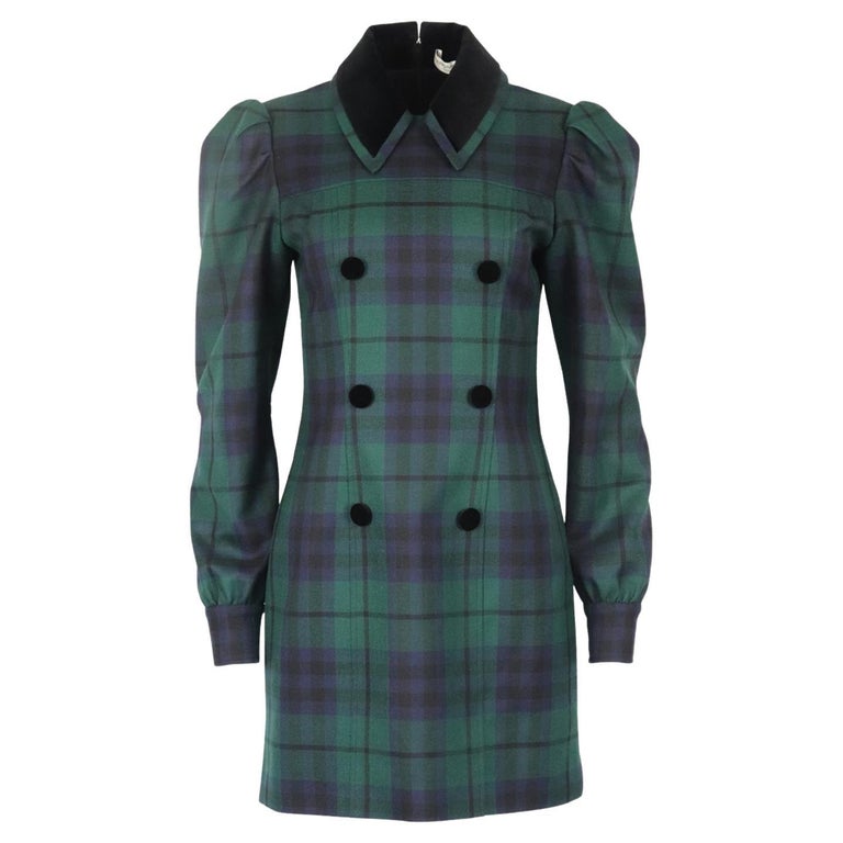 Alessandra Rich Velvet Trimmed Checked Wool Blend Mini Dress It 42 Uk 10 at  1stDibs