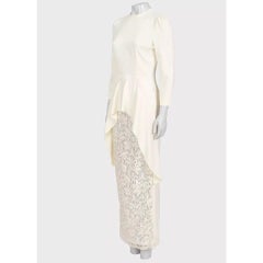 Alessandra Rich White Dress with Elegant Lace Hem Sz.42