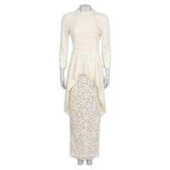 Alessandra Rich White Dress with Elegant Lace Hem Sz.42