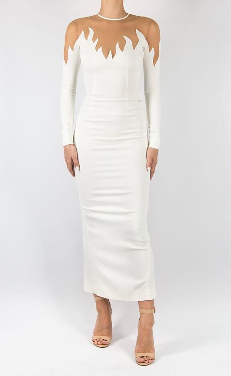 ALESSANDRA RICH WHITE VISCOSE LONG BODYCON DRESS Sz EU 36 - XS For Sale at  1stDibs