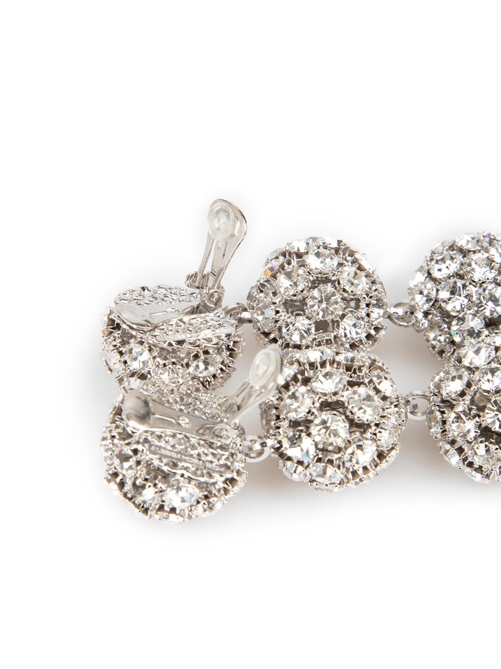 Alessandra Rich Women's Silver Crystal Spheres Clip On Earrings In Good Condition In London, GB