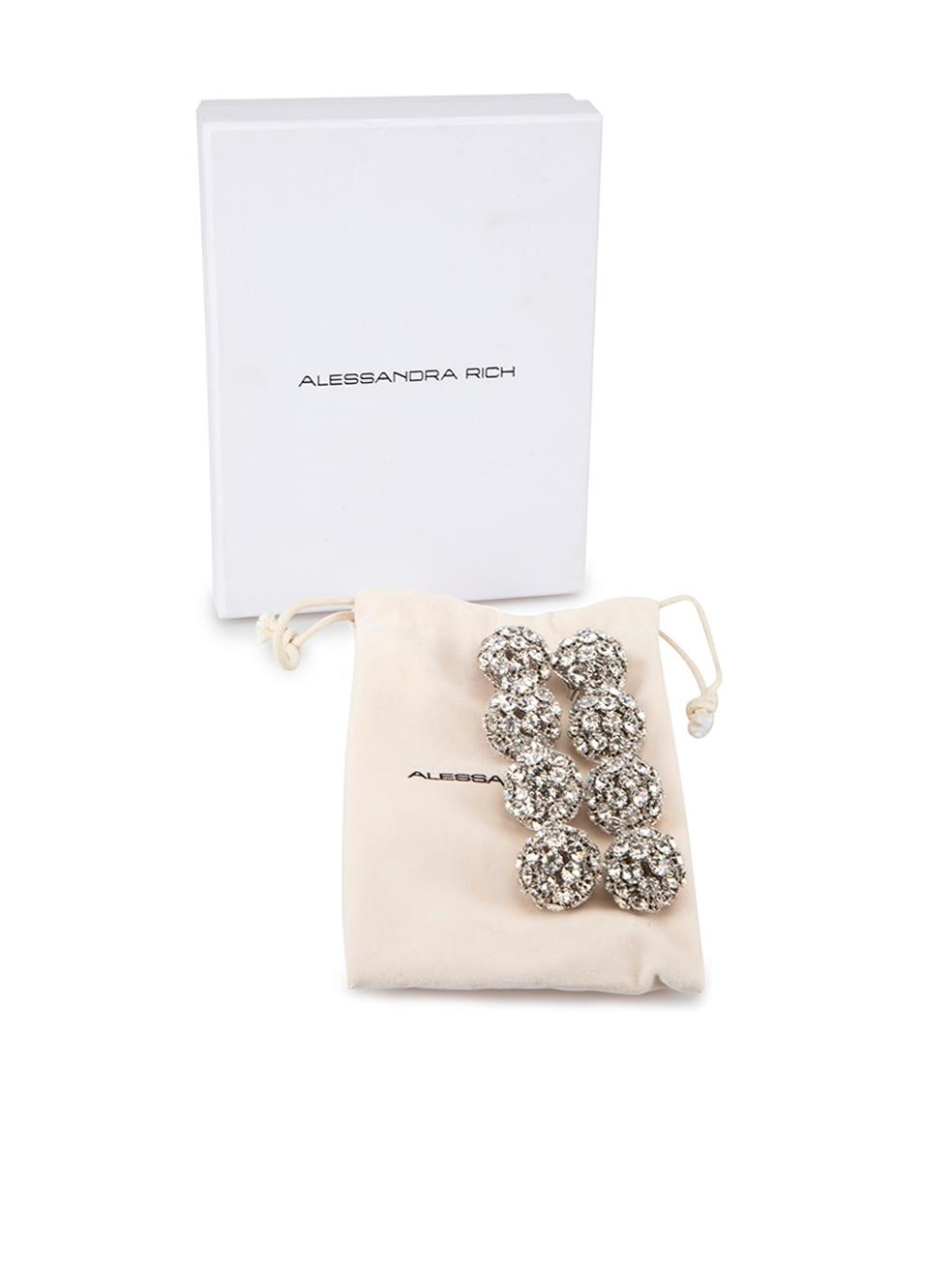 Alessandra Rich Women's Silver Crystal Spheres Clip On Earrings 1