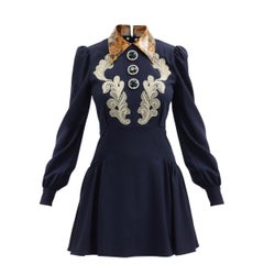 Alessandra Rich Wool Crepe Mini Dress With Python Print Collar IT42 US6