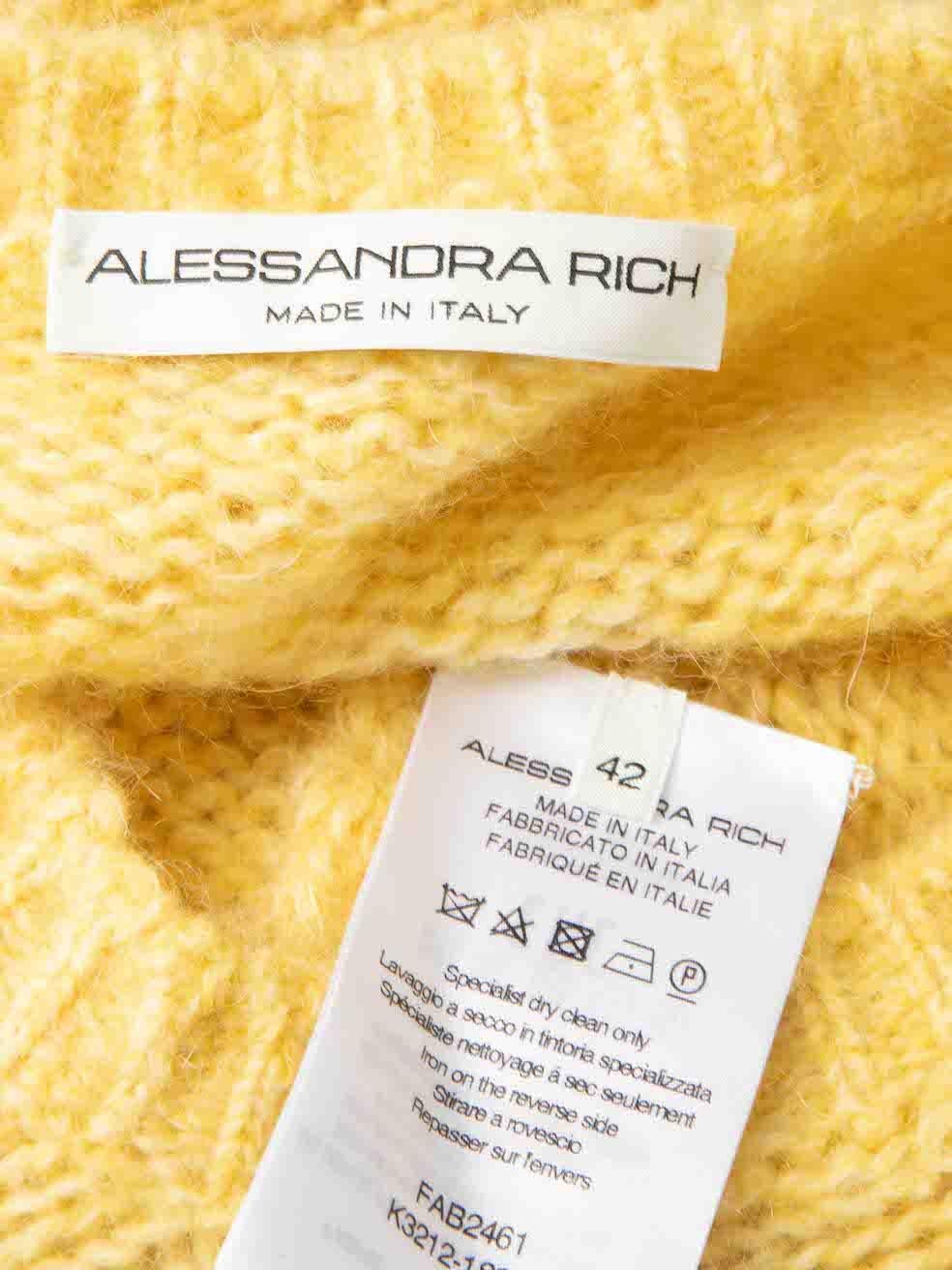 Women's Alessandra Rich Yellow Alpaca Floral Knit Top Size M