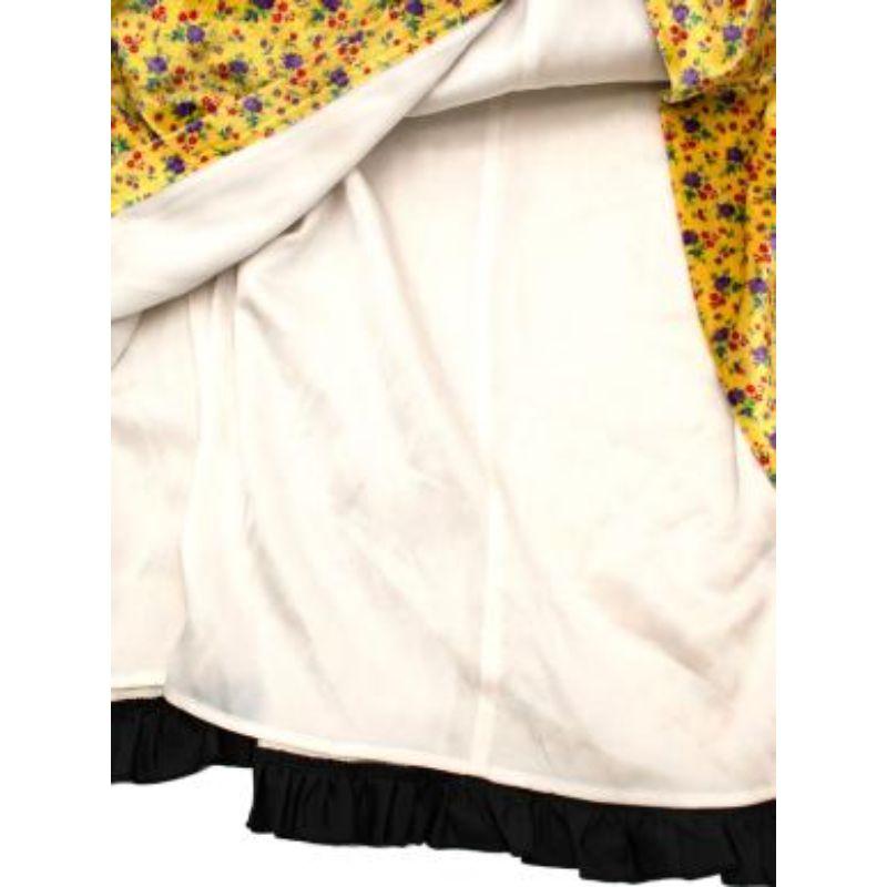 Alessandra Rich Yellow Floral Printed Velvet Tea Dress For Sale 6