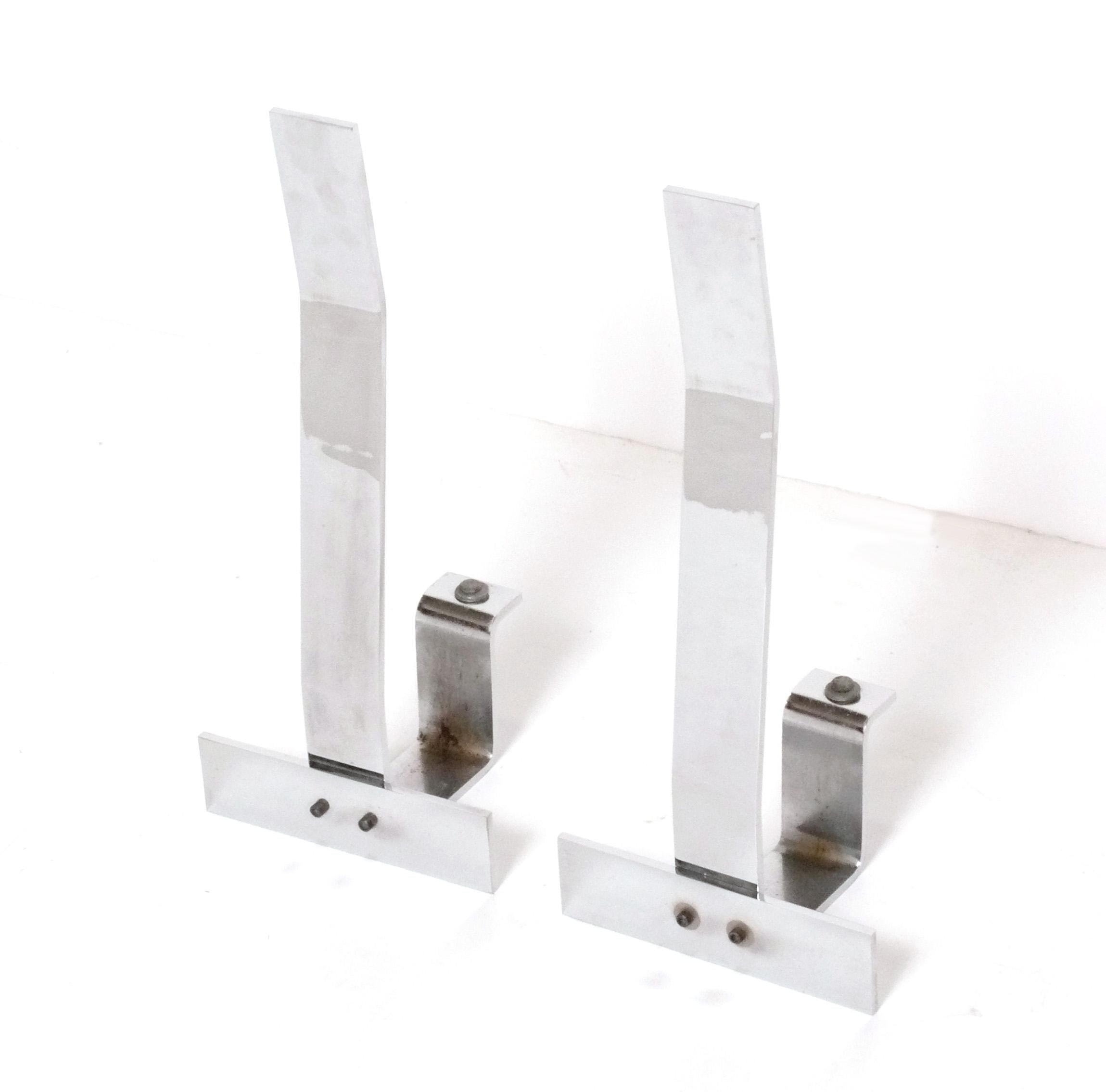 Alessandro Albrizzi Chrom Feuerschirm und Andirons Mid Century Modern im Zustand „Gut“ im Angebot in Atlanta, GA