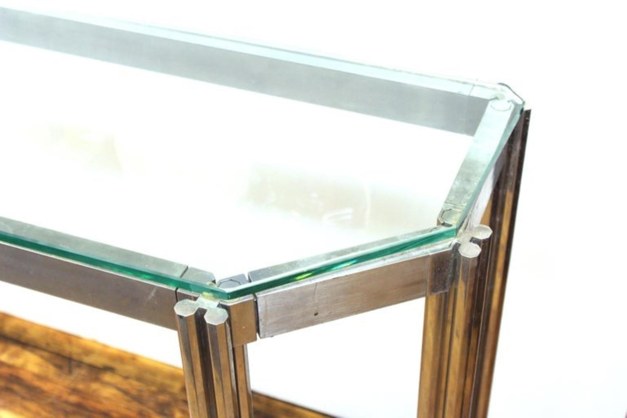 Alessandro Albrizzi Chrome Glass Top Console Table For Sale 3