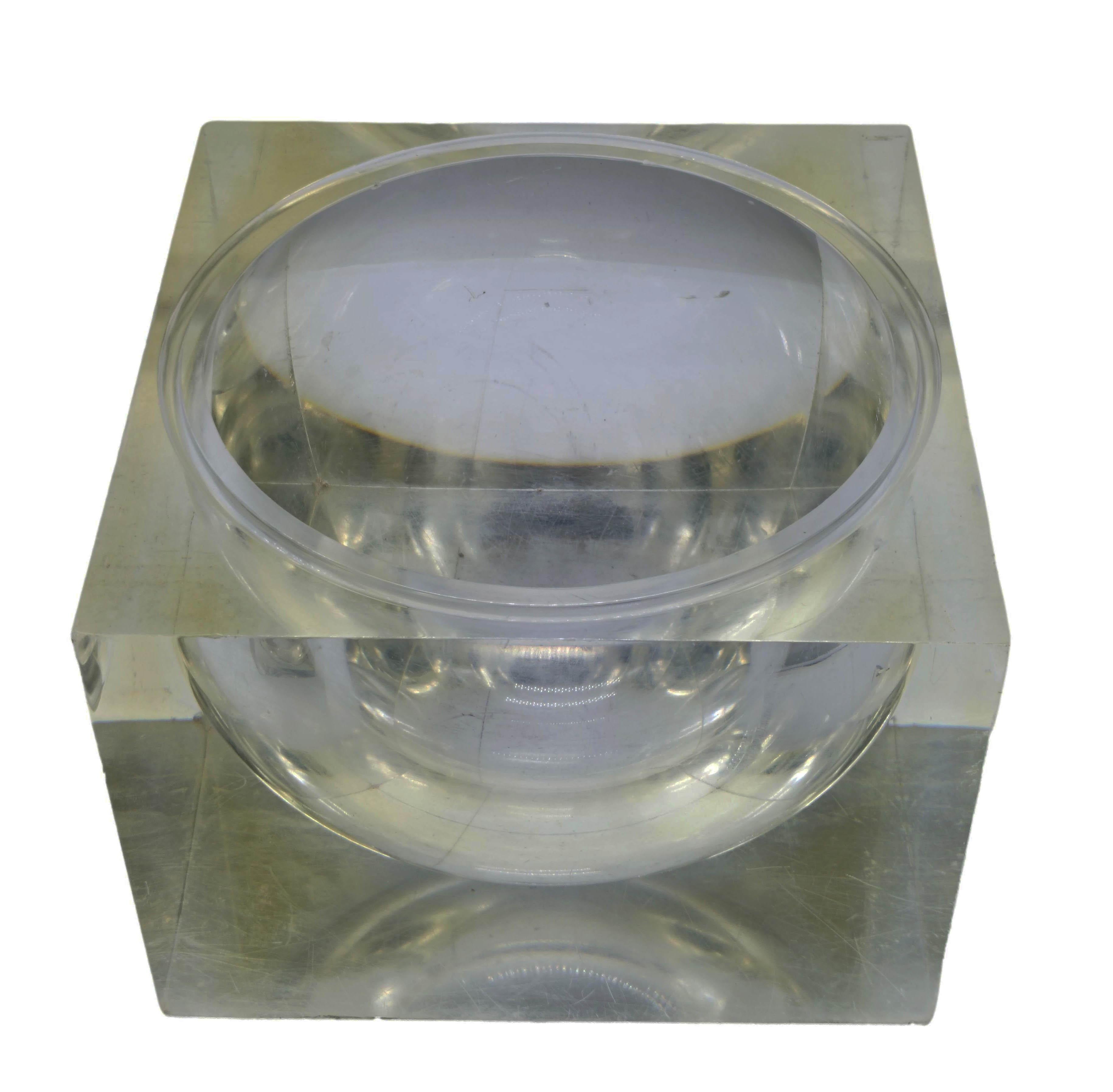 Late 20th Century Alessandro Albrizzi Cubo Portaoggetti in Lucite, Italia 1970s en vente