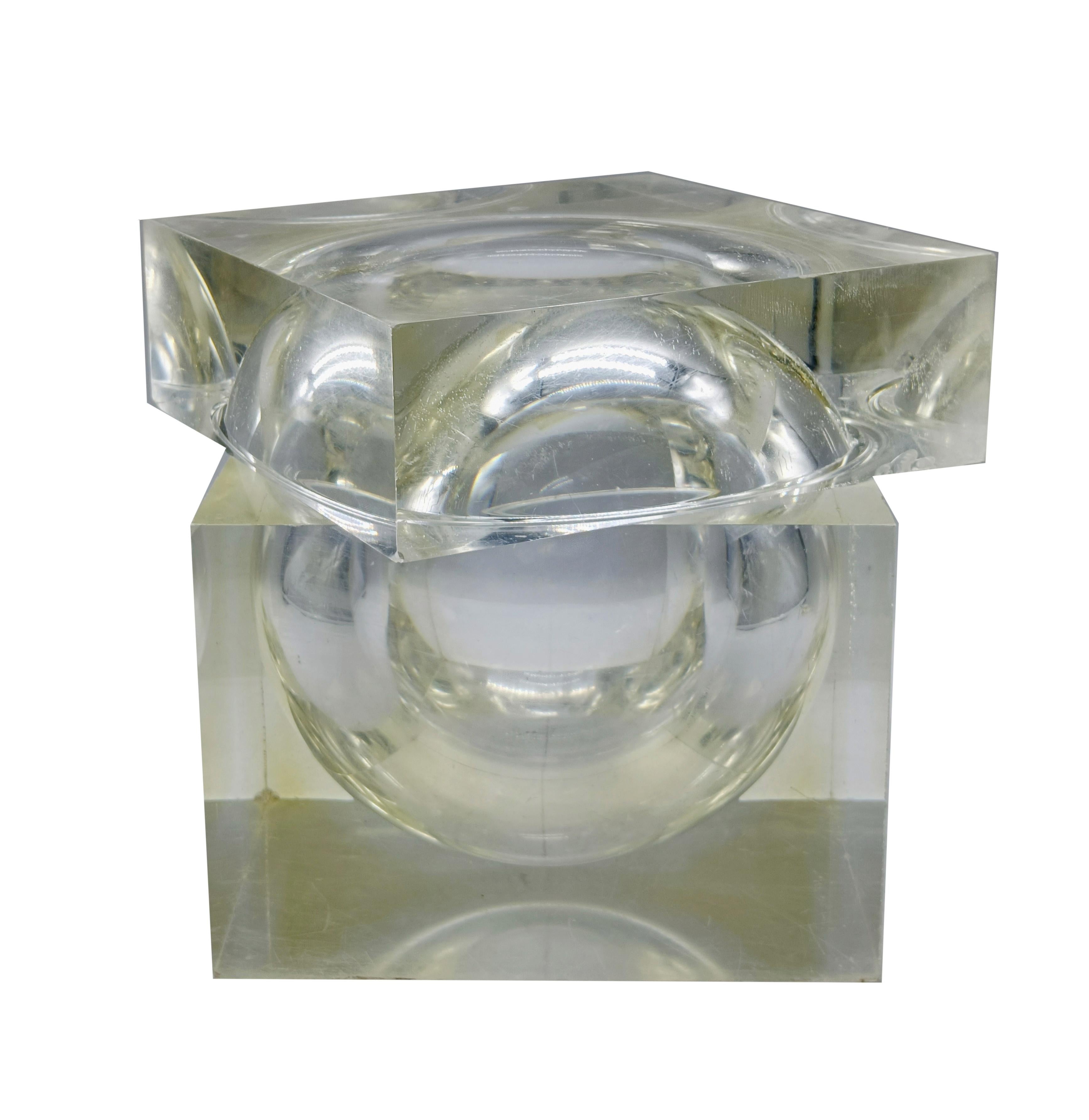 Alessandro Albrizzi Cubo Portaoggetti in Lucite, Italia 1970s en vente 1