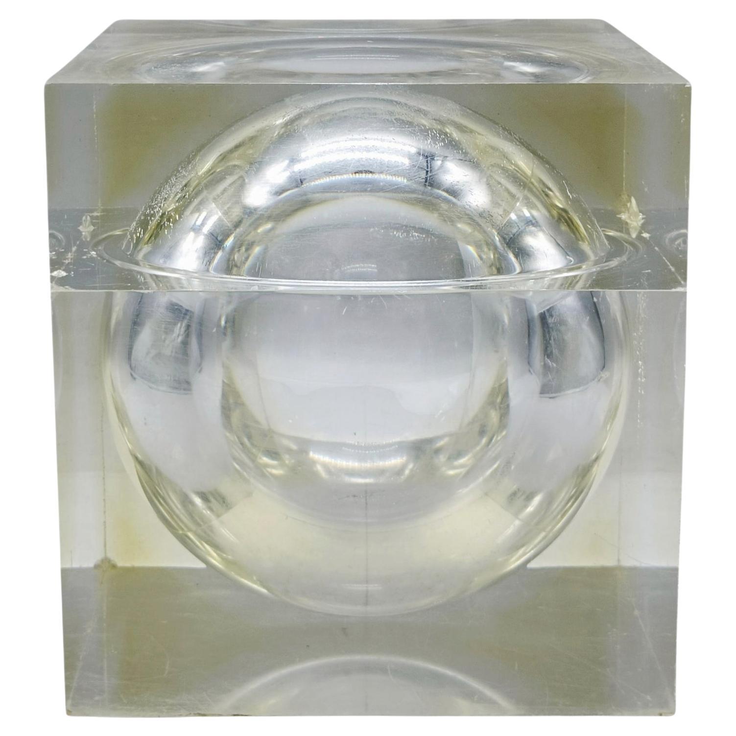 Alessandro Albrizzi Cubo Portaoggetti in Lucite, Italia 1970s