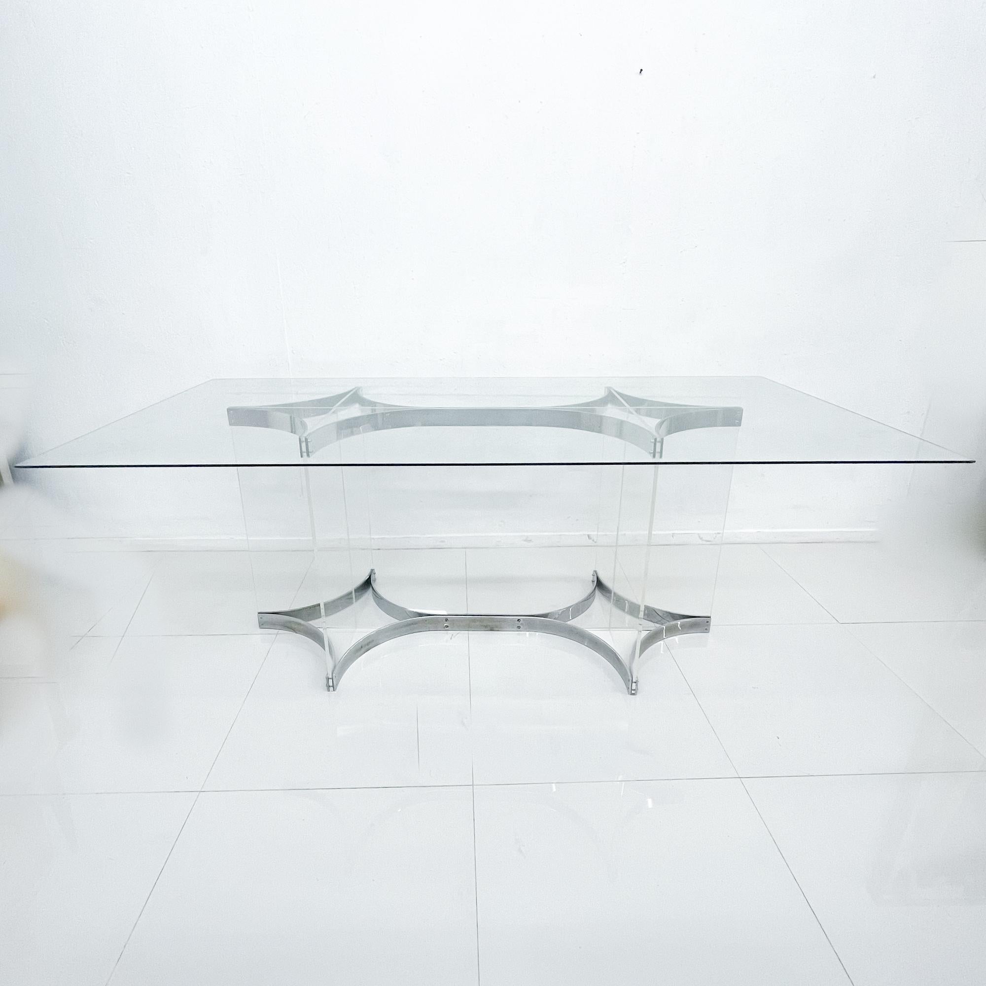 1980s Alessandro Albrizzi Dining Table Base Chrome Lucite Italy For Sale 3