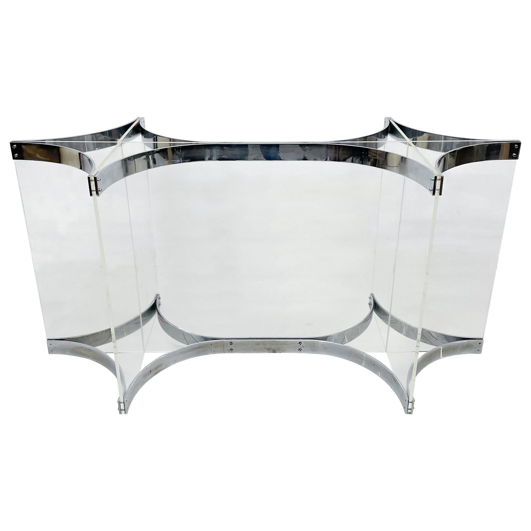 Alessandro Albrizzi Dining Table Base Chrome Plated Steel and Lucite
