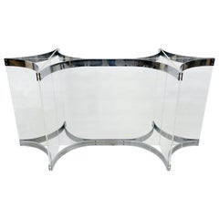 1980s Alessandro Albrizzi Dining Table Base Chrome Lucite Italy