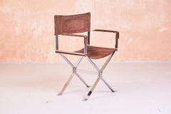 Chaise de directeur Alessandro Albrizzi en chrome et daim