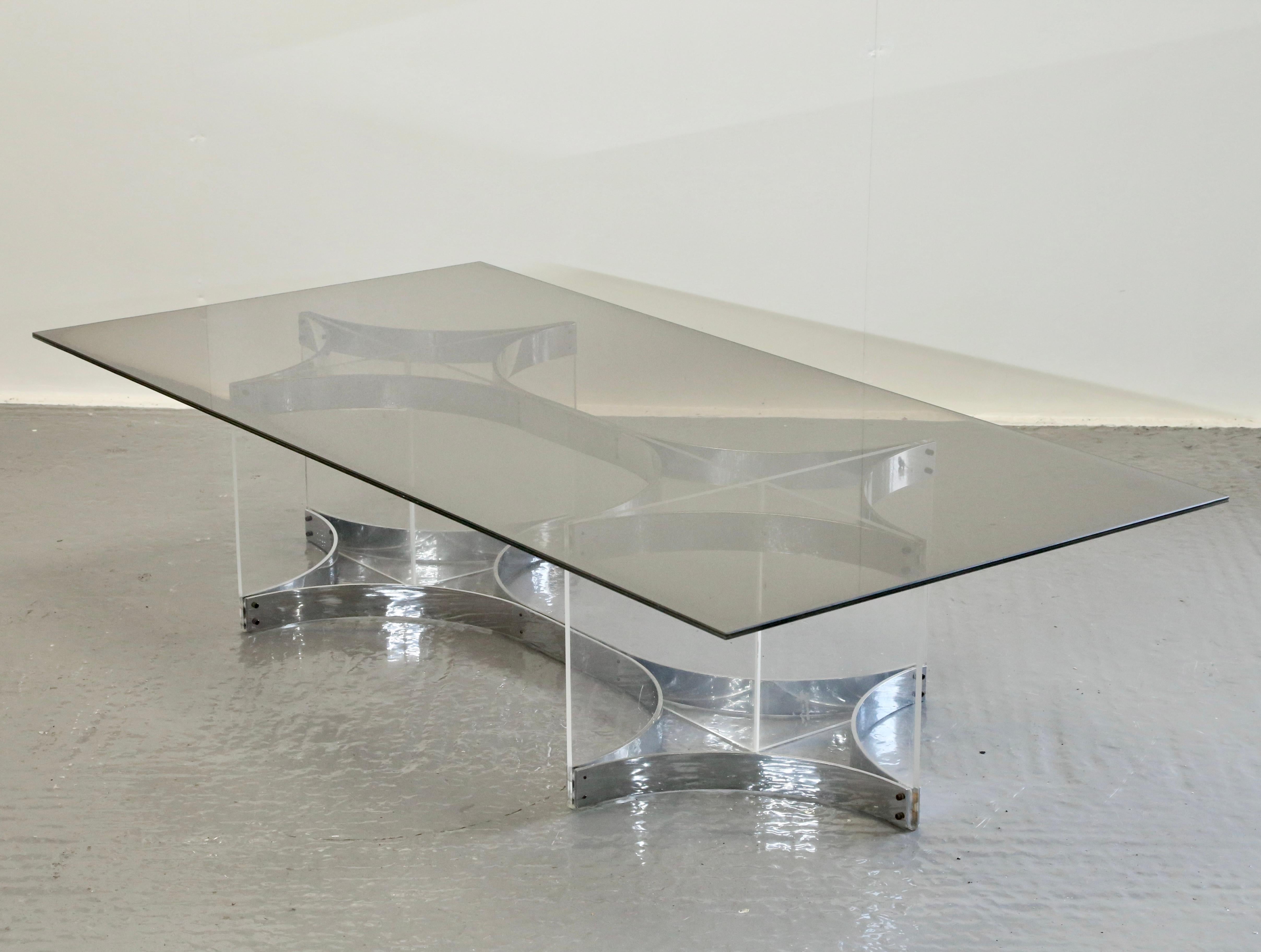 Alessandro Albrizzi, Fine Mid Century Chrome Plated Steel & Lucite Coffee Table For Sale 5