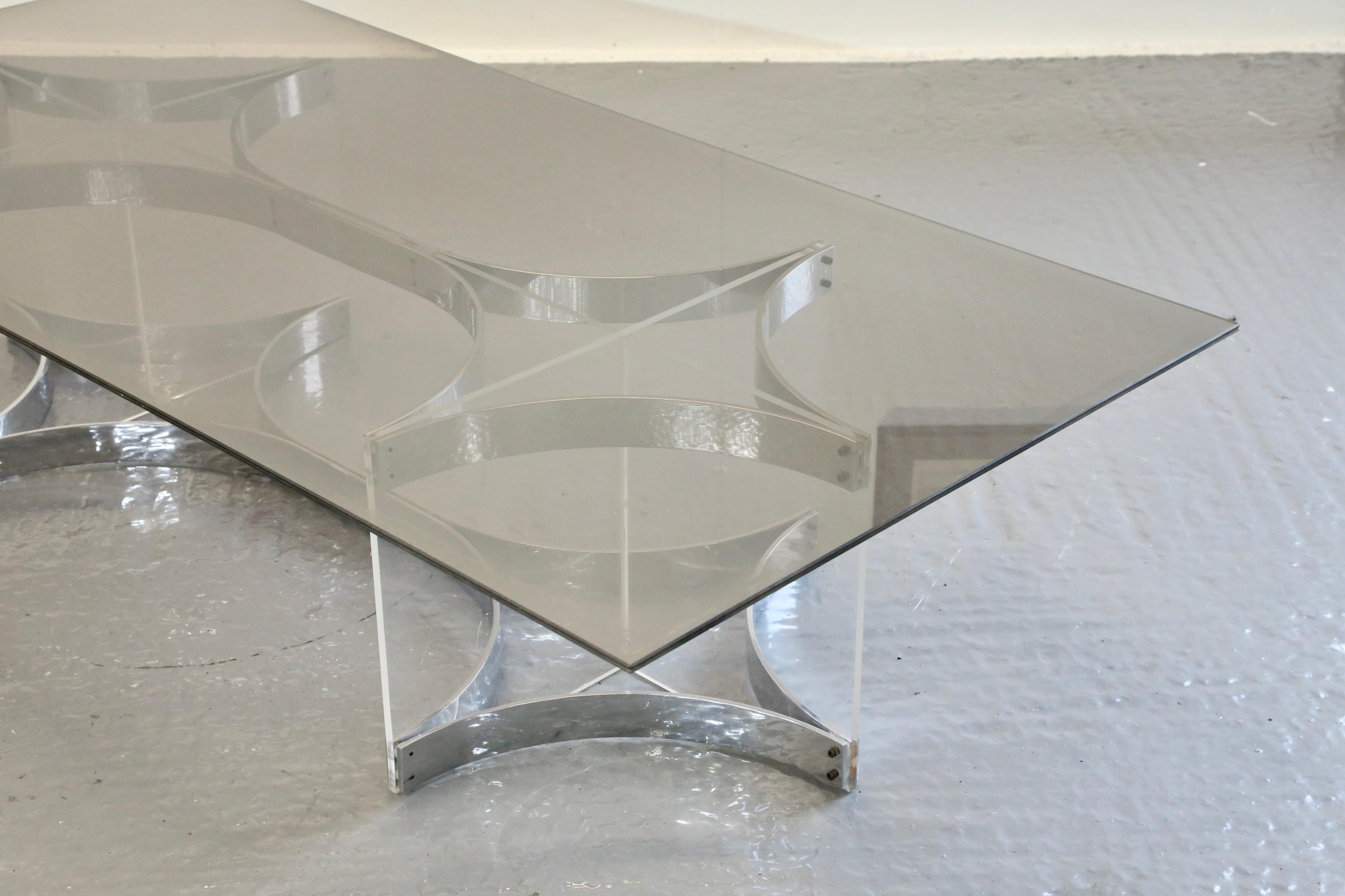 Alessandro Albrizzi, Fine Mid Century Chrome Plated Steel & Lucite Coffee Table For Sale 7